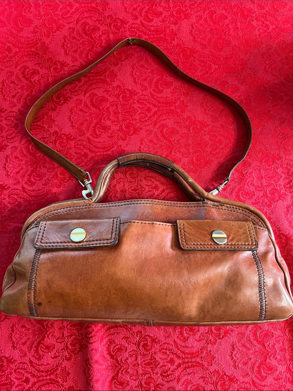 Tenderly Firenze Brown Leather Shoulder Bag Handbag Satchel Vintage Style